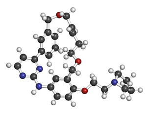 Pacritinib cancer drug molecule. 3D rendering.