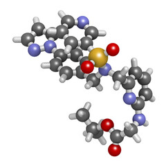 Omidenepag eye drug molecule. 3D rendering.