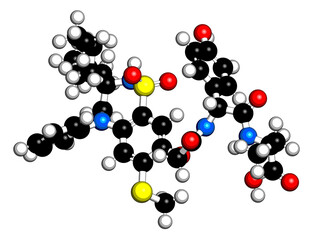 Odevixibat drug molecule. 3D rendering.