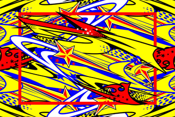 vector abstract racing background design with a unique striped pattern and a combination of bright colors and star effects, suitable for your wrap design