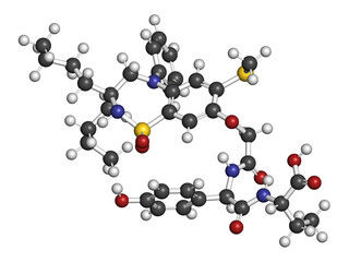 Odevixibat drug molecule. 3D rendering.