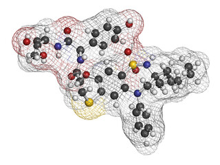 Odevixibat drug molecule. 3D rendering.