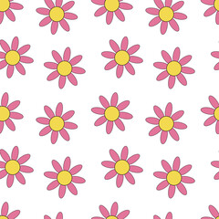 Seamless floral pattern. Simple, cute, pink flowers. For wallpaper, packaging, wrapping paper, cover, case.