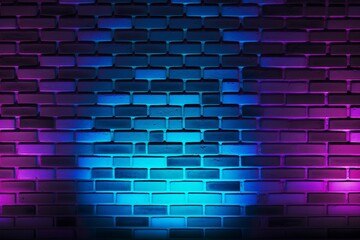 Neon Brick Wall Background, Neon Brick Wallpaper, neon lights on brick wall room background, Neon background, AI Generative