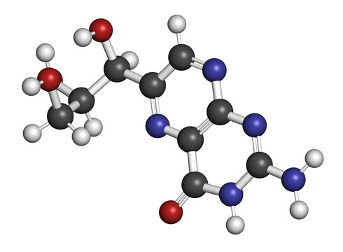 Neopterin biomarker molecule. 3D rendering.