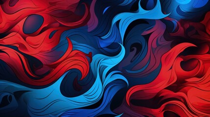 Chromatic Symphony, A Vibrant Kaleidoscope of Red, Blue, and Black Abstract Delight