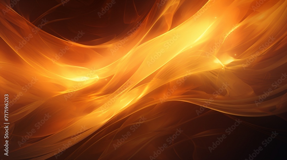 Poster an invigorating abstract background adorned with glowing particle waves and lines in vibrant orange 