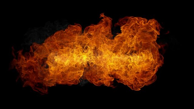 Super Slow Motion Shot of Linear Fire Flame Isolated on Black Background at 1000fps.