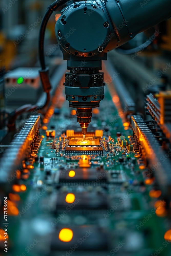 Aufkleber advanced high precision robot arms on fully automated pcb assembly generative ai