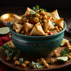 Samosa Chaat - Spicy Chickpea Bliss with Crispy Delight