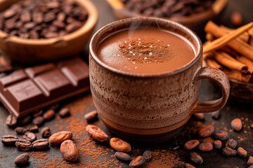Hot chocolate, cup, valentine's day, winter, brown, chocolate heart, cocoa,  romantic.