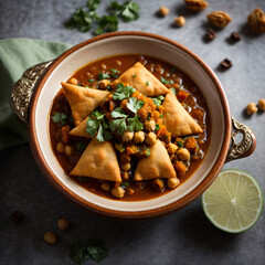 Samosa Chaat - Spicy Chickpea Bliss with Crispy Delight
