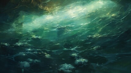 Fototapeta na wymiar Emerald Waves, A Serene Masterpiece of a Pristine Aquatic Realm