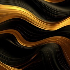 Ethereal Melodies, An Enchanting Fusion of Black and Gold Waves Create a Mesmerizing Backdrop.