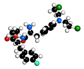 Melphalan flufenamide cancer drug molecule. 3D rendering.