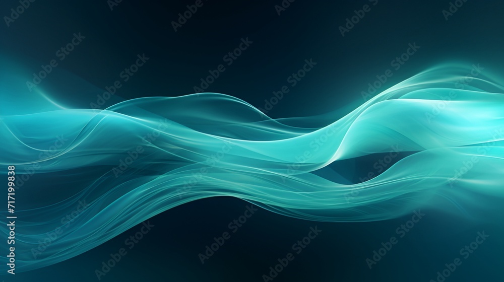 Poster an invigorating abstract background adorned with glowing particle waves and lines in vibrant sky blu