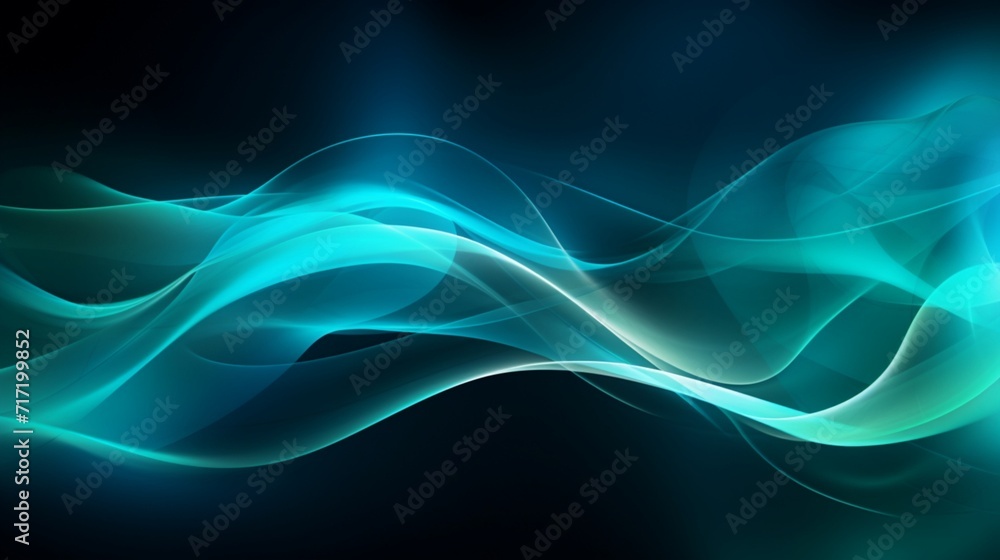 Poster an invigorating abstract background adorned with glowing particle waves and lines in vibrant sky blu
