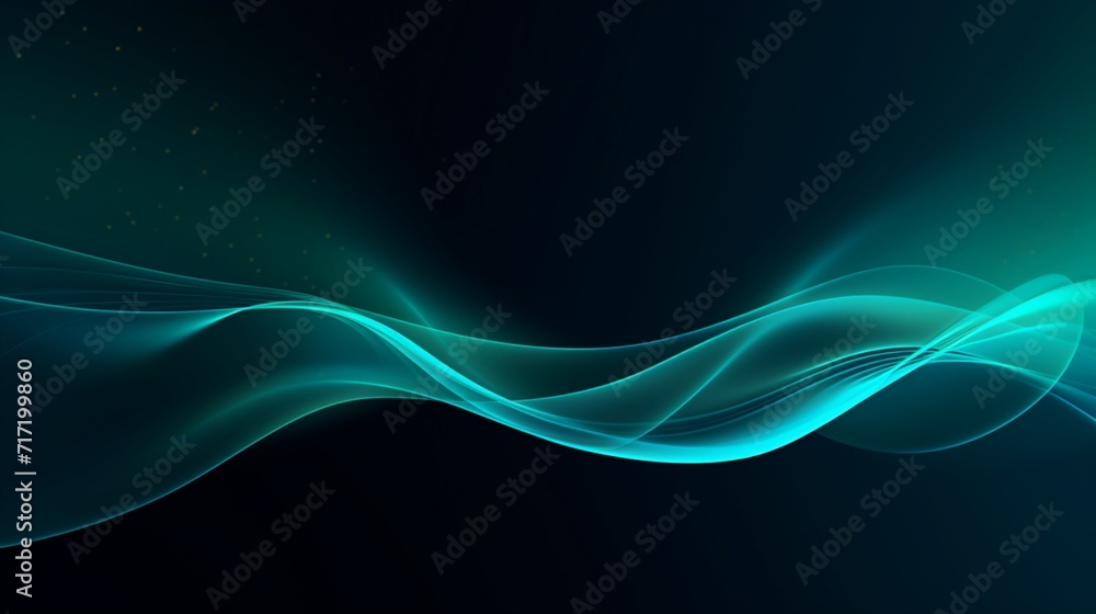 Poster an invigorating abstract background adorned with glowing particle waves and lines in vibrant sky blu