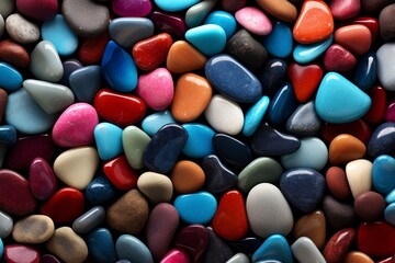 Fototapeta na wymiar Colorful Pebbles Background, Multicolor stones Pebble background, stones wallpaper, pebbles Wallpaper, AI Generative