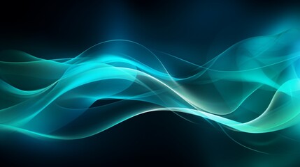 An invigorating abstract background adorned with glowing particle waves and lines in vibrant sky blue shades - Generative AI