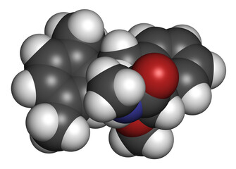 Mandestrobin fungicide molecule. 3D rendering.