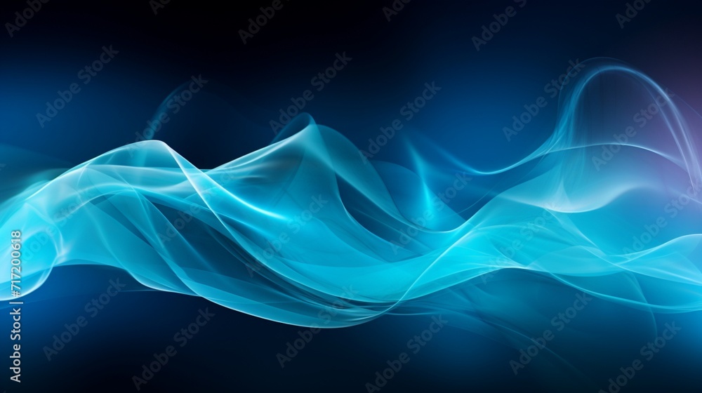 Poster an invigorating abstract background adorned with glowing particle waves and lines in vibrant cyan sh