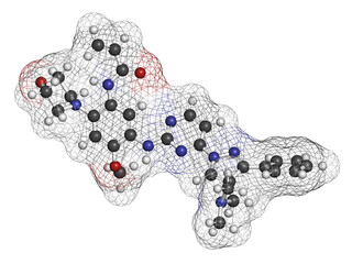 Lazertinib cancer drug molecule. 3D rendering.