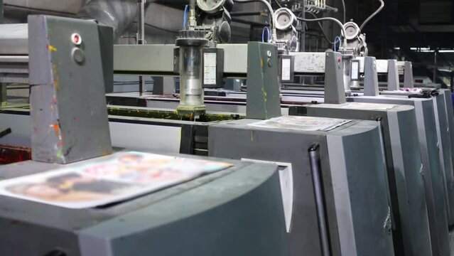 Working equipment for offset printing at printshop.