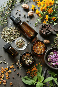 medicinal herbs and tinctures. nature.