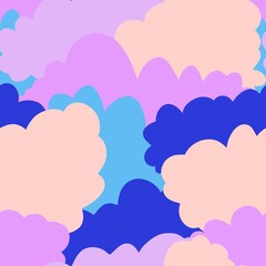 Cartoon retro doodle seamless clouds pattern for wrapping paper and fabrics and kids print and festive packaging