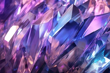 Foto op Canvas Crystal Background, Crystal wallpaper, Holographic background with glass shards, crystal refractions background, purple crystal gemstone background, AI Generative © Forhadx5