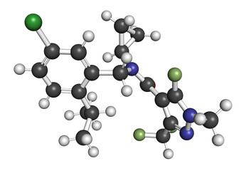 Isoflucypram fungicide molecule. 3D rendering.