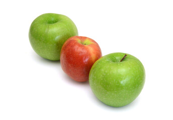 Sweet apple with slice on white