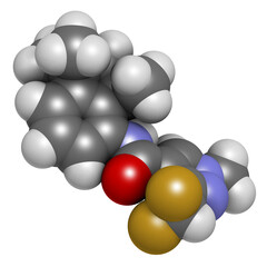Inpyrfluxam fungicide molecule. 3D rendering.
