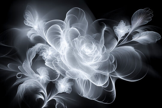 Abstract floral illustration: a rose in the style of luminogram 