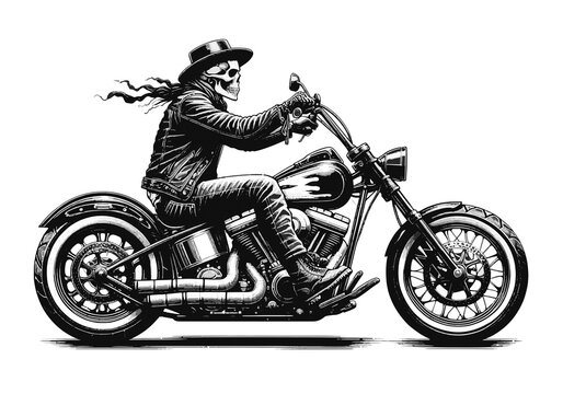 lo scheletro motociclista su moto. Generative AI