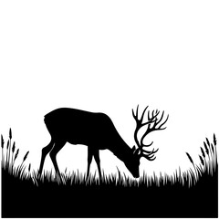 Deer grazing peacefully in a sunlit meadow Vector Logo Art