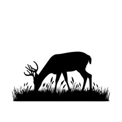 Deer grazing peacefully in a sunlit meadow Vector Logo Art