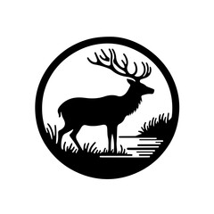 Deer searching for a suitable spot to rest Vector Logo Art