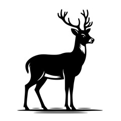 Deer standing alert, ears perked for any sounds Vector Logo Art