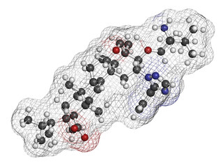 Ibrexafungerp antifungal drug molecule. 3D rendering.