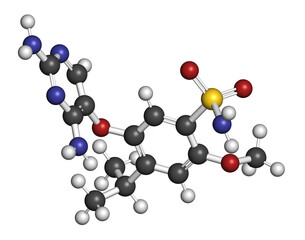 Gefapixant drug molecule. 3D rendering.