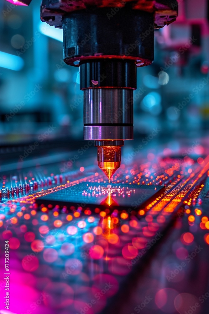 Poster silicon die are being extracted from semiconductor wafer and attached to substrate by pick and place