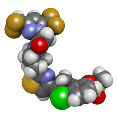 Fluoxapiprolin fungicide molecule. 3D rendering.