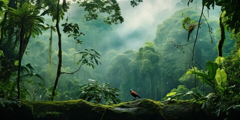 Jungle's Mystic Shroud: Nature's Enigmatic Embrace - obrazy, fototapety, plakaty