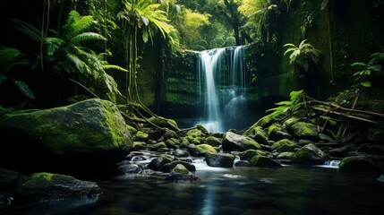 Forest Waterfall Haven: Nature's Jewel Amidst the Thicket