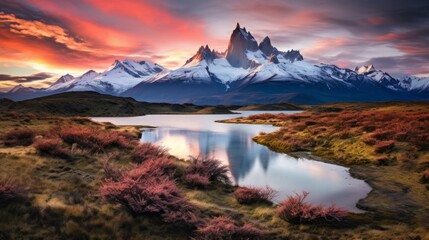 Evening Peaks Glow: Mountains Radiance as Day Fades