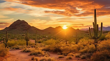 Desert's Golden Palette: A Sunset Extravaganza
