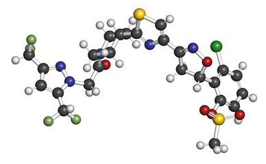 Fluoxapiprolin fungicide molecule. 3D rendering.