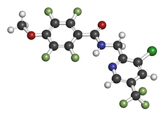 Fluopimomide funigicide molecule. 3D rendering.